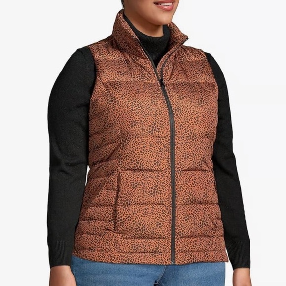 NWT Lands End Down Puffer Vest Animal Print size 3X - Picture 1 of 11